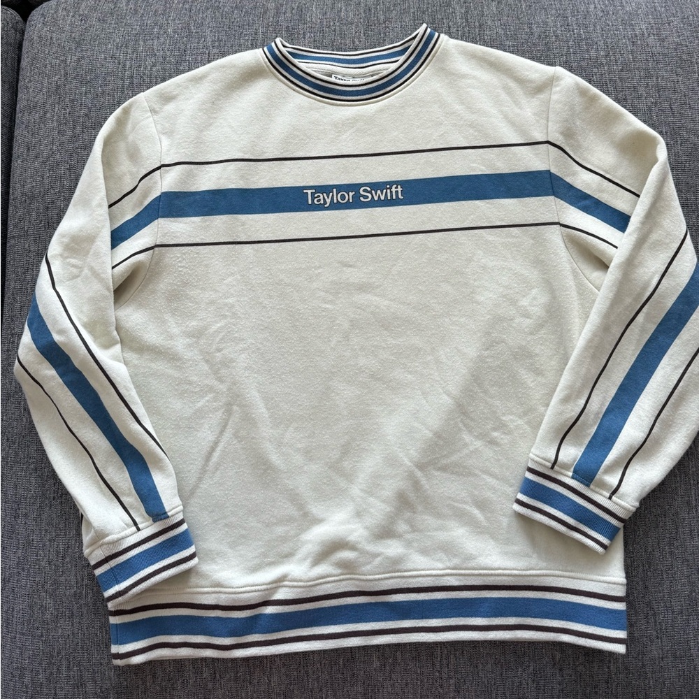Taylor Swift Cream and Blue midnights crew size M